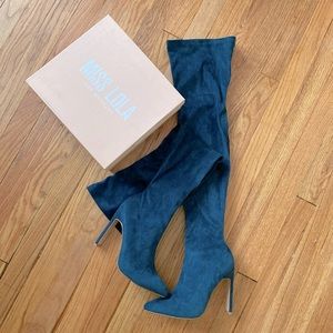 Miss Lola South London Teal Suede Boots